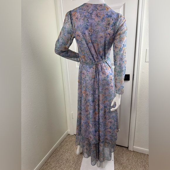 Laundry by Shelli Segal Long Sleeve Floral Mesh Wrap Dress Size 4. D20 - Picture 12 of 17